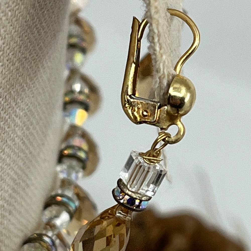Vintage 14K Gold '585 Italy' Necklace Earring Set with Faceted Quartz - Picture 8 of 16